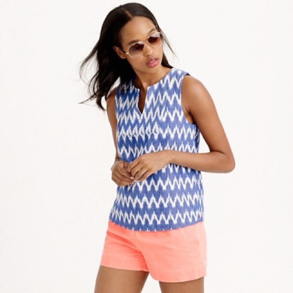 J Crew Notched Shell in Zigzag Ikat top